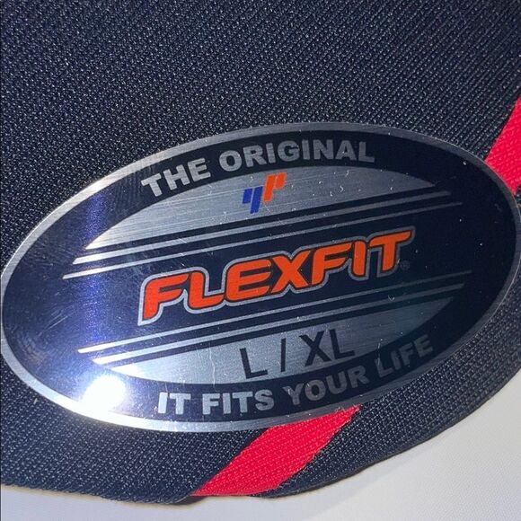 Sport-Tek Black and Red Baseball Hat with Logo - Picture 5 of 11